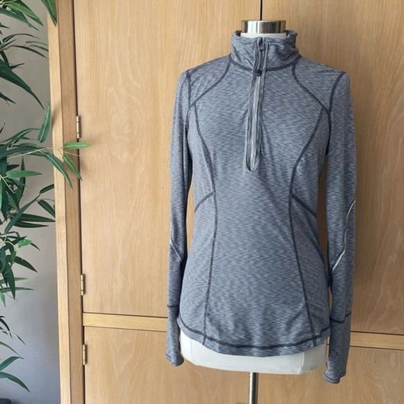 Zella Tops - Zella, Large, gray & white, long sleeve top